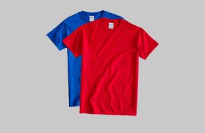 blue and red t shirts